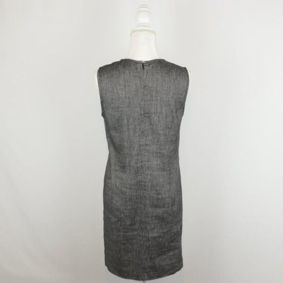 Theory Adraya Women's Small Gray Linen Blend Crewneck Shift Mini Dress - Picture 4 of 6